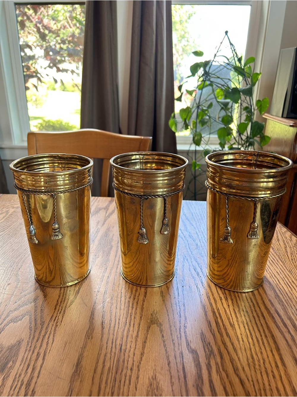 Set of 3 brass  Decorative Metal Vases